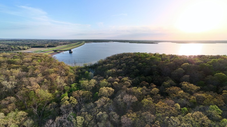 Aerial photo of Hillsdale Lake in Kansas