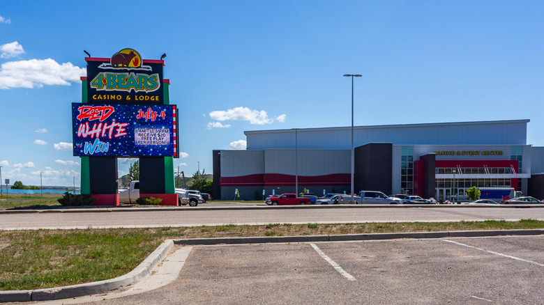 The facade of 4 Bears Casino & Lodge in New Town, North Dakota