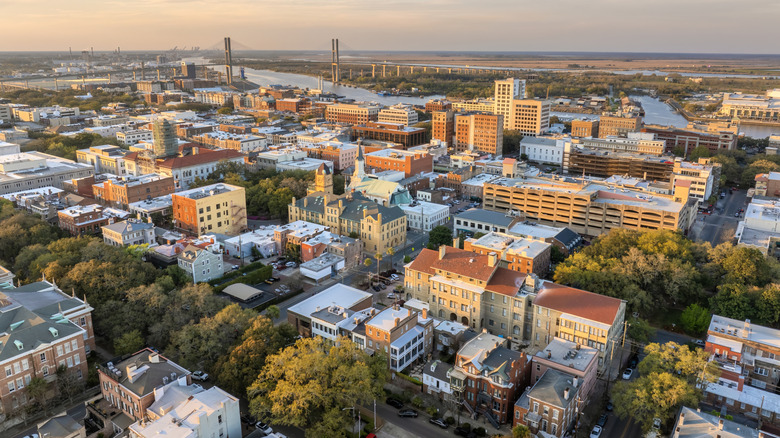 Overhead view of Savannah, Georgia
