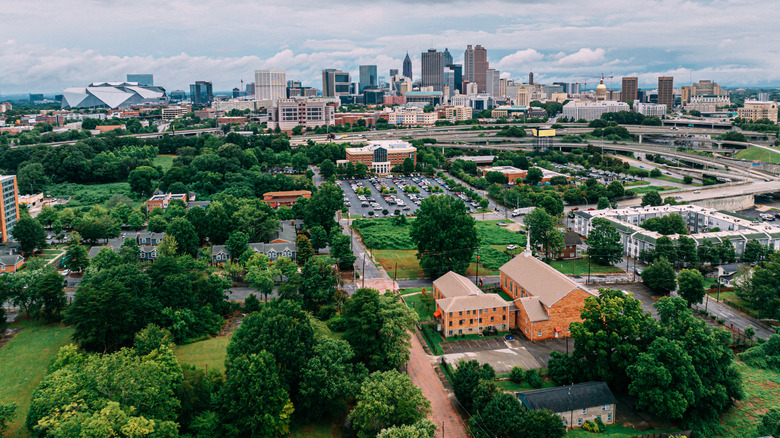 Aerial view of Atlanta, Georgia, during the summer