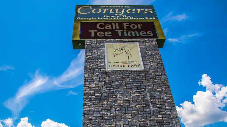 Welcome sign for Conyers, Georgia