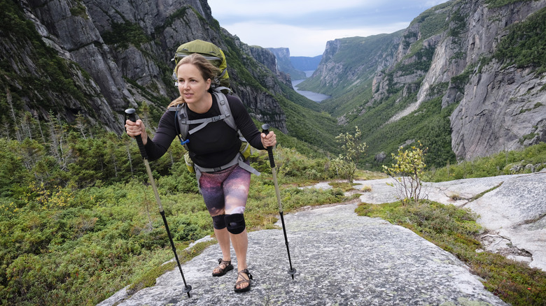 Woman hiking at Gros Morne National Park, Canada