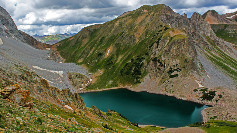 blue Capitol Lake in Colorado mountains