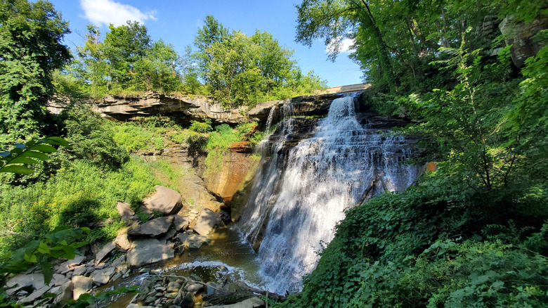 Brandywine Falls in Cuyahoga Valley National Park, Ohio on a sunny day