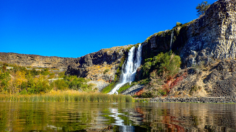 View of Thousand Springs State Park from the Snake River