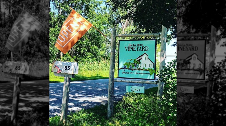 Signage for Isle la Motte Vineyard in Vermont