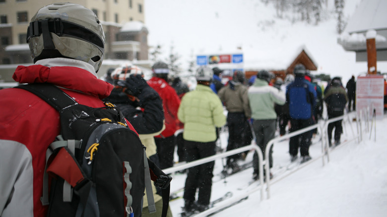 Long line for chair lift