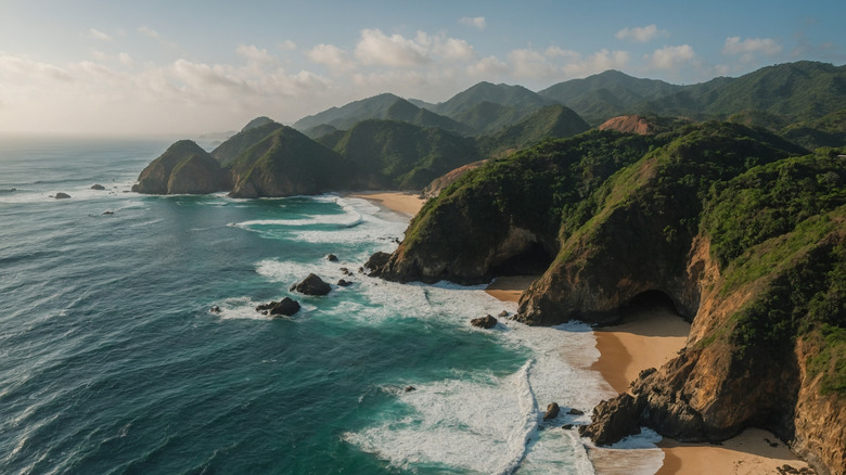 Oaxaca beaches birds eye view
