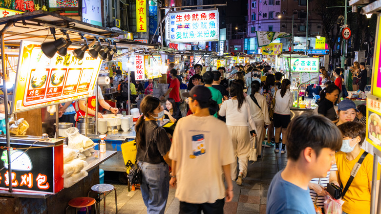 Busy, neon-lit streets of Taipei's Ningxia Night Market