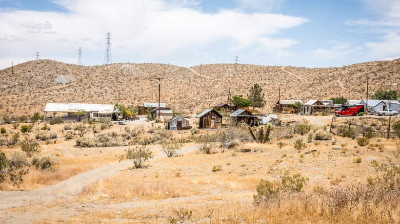 Desert landscape and buildings in the living ghost town of Randsburg