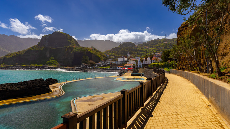 View of the waterfront at Porto da Cruz