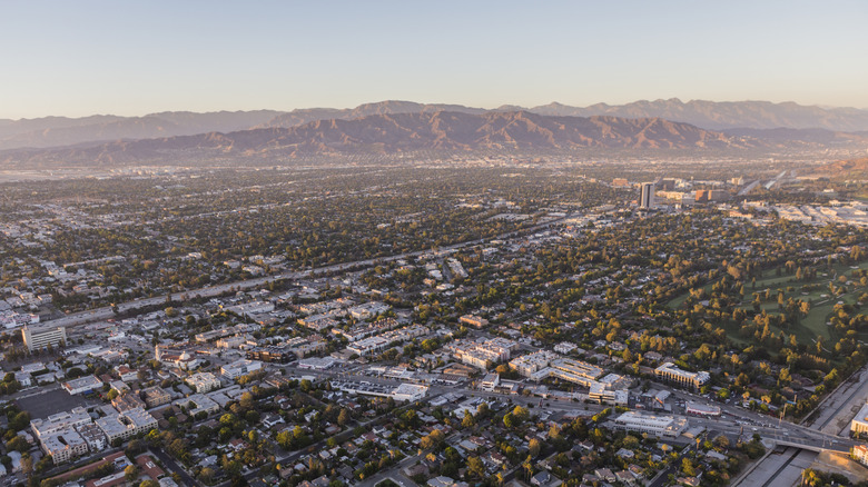 Aerial view of Cahuenga Boulevard and surrounding streets