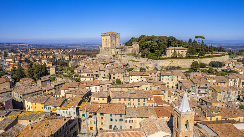 Sarteano's castle looms high above the town on a hill