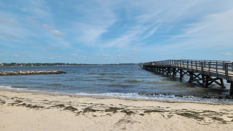 Wooden pier at Yorktown Beach