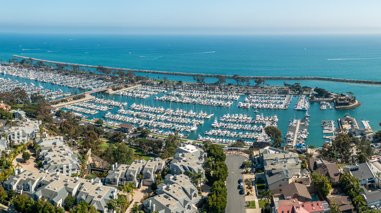 Aerial view of Dana Point harbor and marina