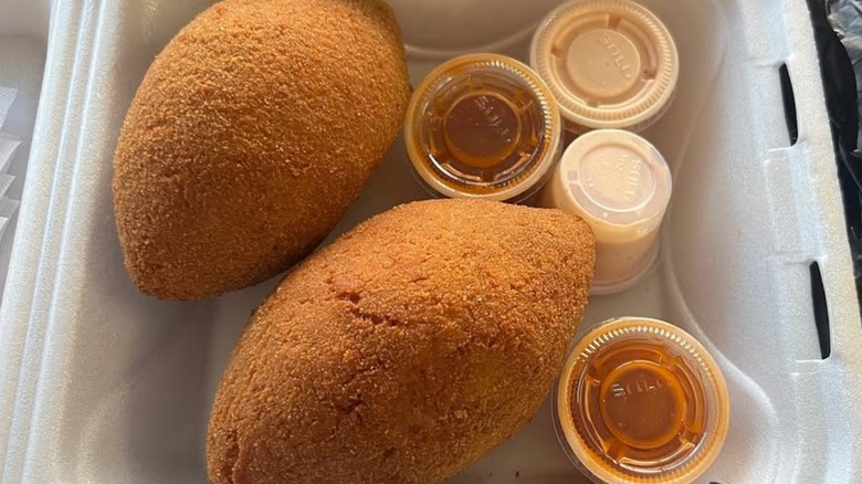 Devil crabs in a styrofoam container