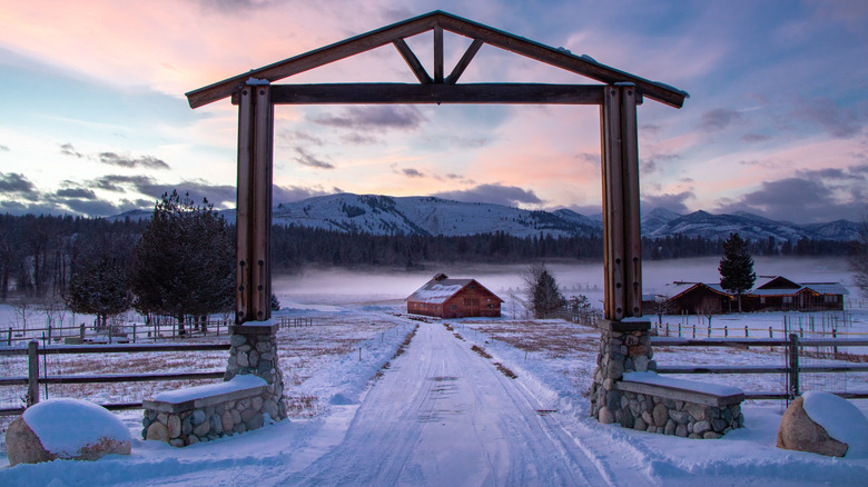 A barn stands in the snow in the Methow Valley