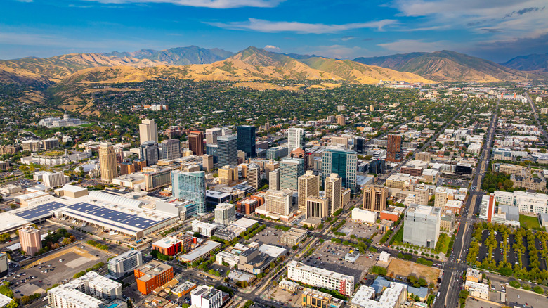 An aerial view of Salt Lake City, Utah