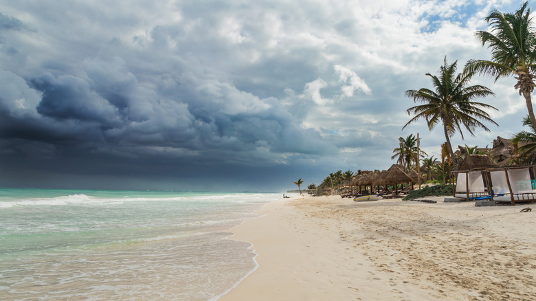 Tropical storm near Cancun Mexico