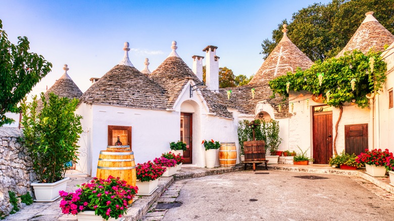 Whitewashed stone houses in Italy