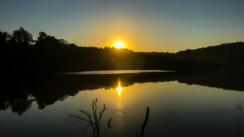 A sunset view from Pennyrile Lake in Pennyrile State Forest Park, Dawson Springs