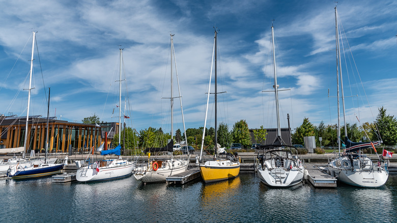 Boats moored in Thunder Bay, Ontario