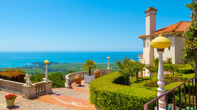 View of the coast from the terraces at Hearst Castle