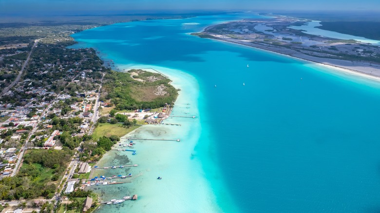 View of Bacalar Lagoon from above