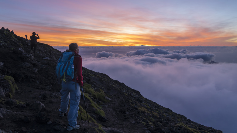 A hiker on Mount Pico