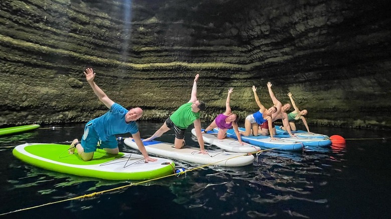 paddle board yoga at Homestead Crater