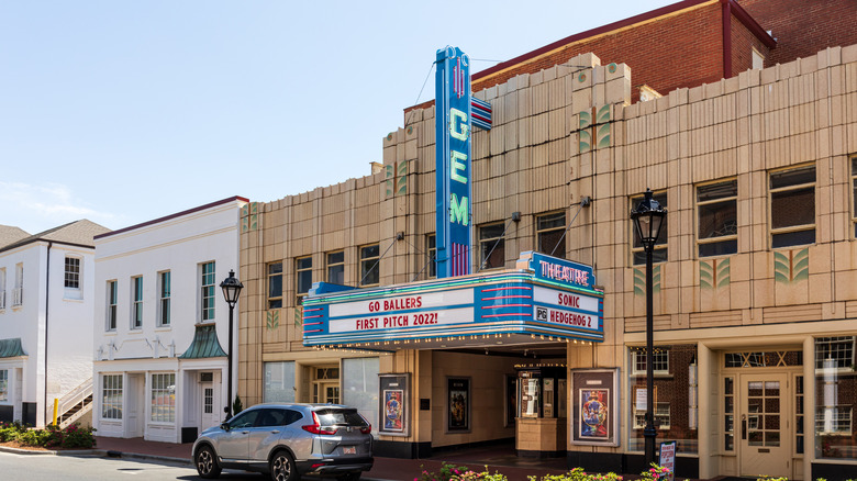 Outside view of Gem Theatre in downtown Kannapolis, North Carolina