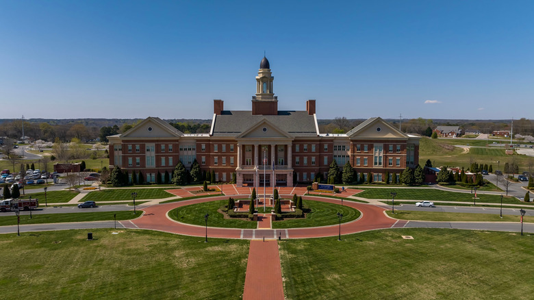 An aerial view of Kannapolis City Hall