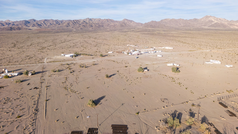 The tiny and isolated town of Death Valley Junction from above
