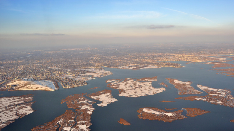 Aerial view of Long Island's south coast
