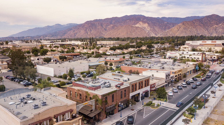 Downtown Azusa San Gabriel Mountains in background