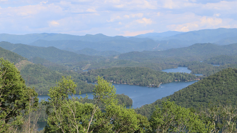 A view of Santeetlah Lake from a mountain near Robbinsville, NC