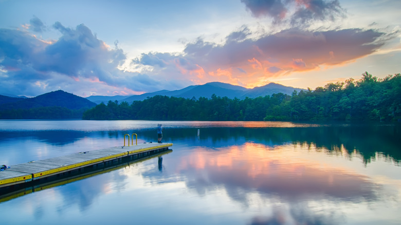 Sunset view over Santeetlah Lake near Robbinsville, North Carolina