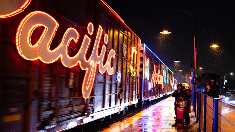 The Canadian Pacific Holiday Train passes through a station