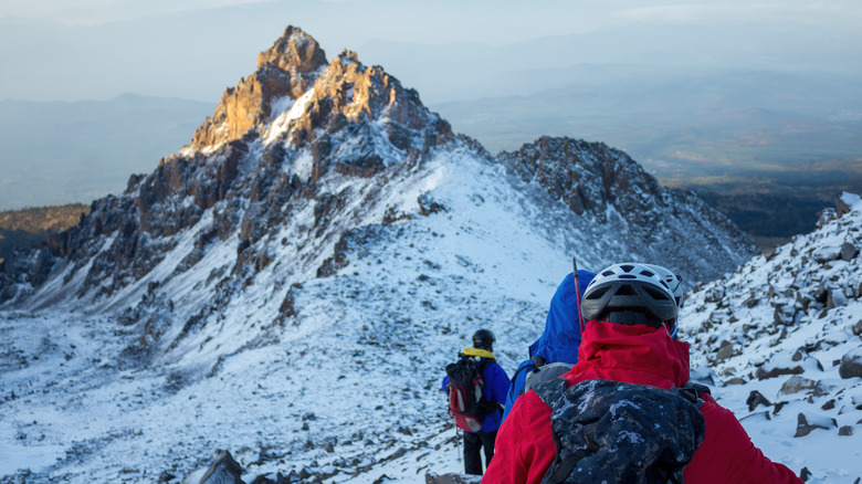 Group of hikers summiting Pico de Orizaba, Mexico
