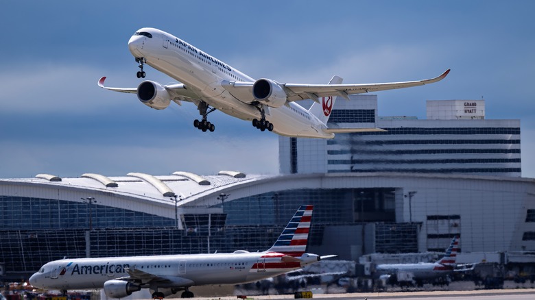 Plane taking off at DFW