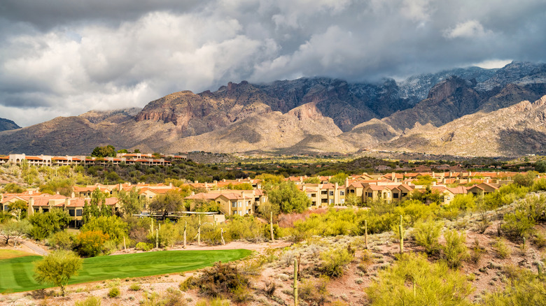 Residential neighborhood in Tucson, Arizona in the Catalina foothills