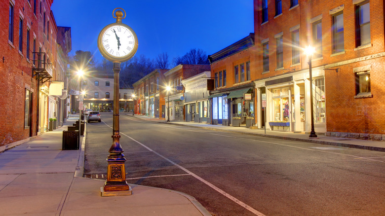 Downtown Great Barrington, Massachusetts, late at night