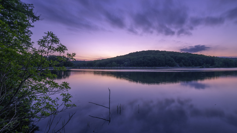 Sunset over a lake at Harriman State Park