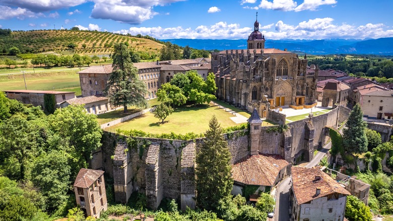 Aerial view of Saint-Antoine-l'Abbaye in France