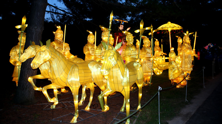 Light exhibition at The Asian Lantern Festival at the Cleveland Metroparks Zoo