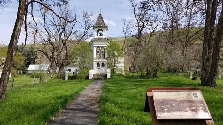 St. Joseph's Mission as seen from outside in Slickpoo, Idaho