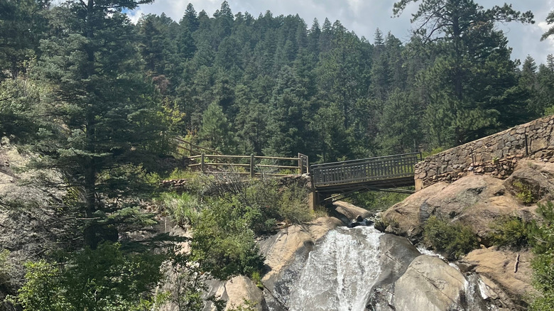 Trail and waterfall at Cheyenne Mountain
