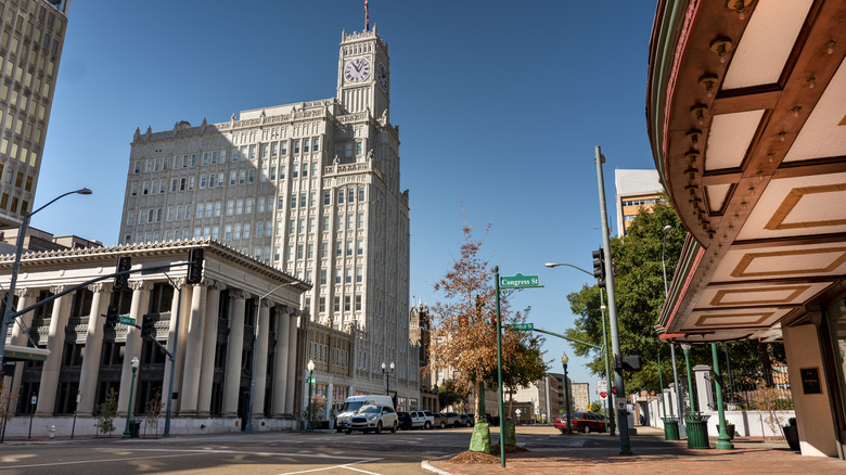 Historic buildings on the streets of Jackson, Mississippi