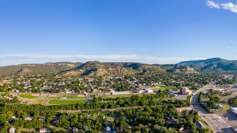 Aerial photo of Raton, New Mexico and Sugarite Canyon State Park