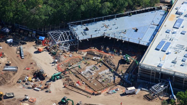 An aerial shot of construction at Disney World